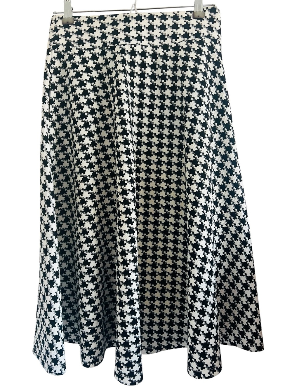 Unique Vintage Black & White Houndstooth Vivian Swing Skirt